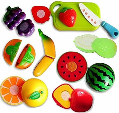 MON N MOL Realistic Sliceable 12 Pieces Fruits and Vegetables Cutting Play Toys Set