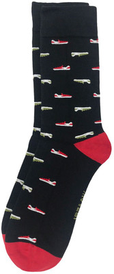 Mint and Oak Step It Up Black Crew Length Socks Men Graphic Print Mid-Calf/Crew