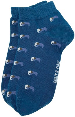 Mint and Oak Trunk It Up Blue Ankle Length Socks Men Graphic Print Ankle Length