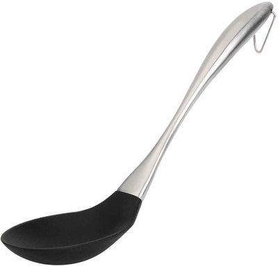 We3 Nonstick Silicone Cooking Serving Spoon Stainless Steel Handle Mixing Spoon Mixing Spatula(Pack of 1)