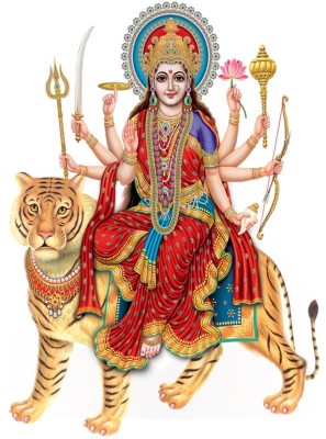 Masstone 49 cm Durga MataJi Religious God Self Adhesive Sticker(Pack of 1)