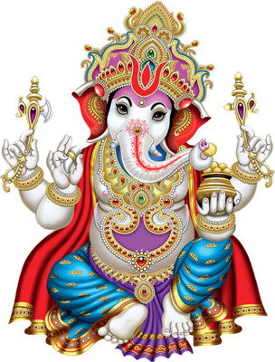 Masstone 54 cm Lord Ganesha Religious God Self Adhesive Sticker(Pack of 1)