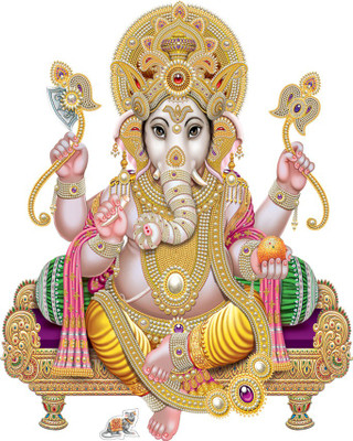 Masstone 51 cm Lord Ganesha Religious God Self Adhesive Sticker(Pack of 1)