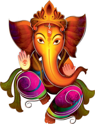 Masstone 54 cm Lord Ganesha Religious God Self Adhesive Sticker(Pack of 1)