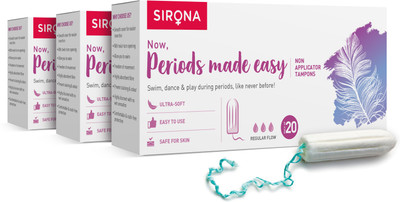 SIRONA Periods Made Easy Non Applicator Tampons for Regular Flow Tampons(Pack of 60)