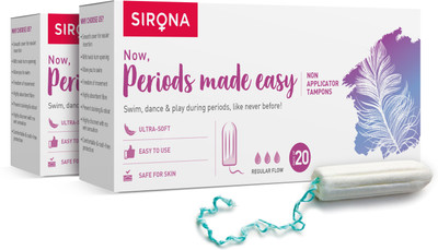 SIRONA Ultra Soft Non Applicator Tampons for Regular Flow Tampons(Pack of 40)