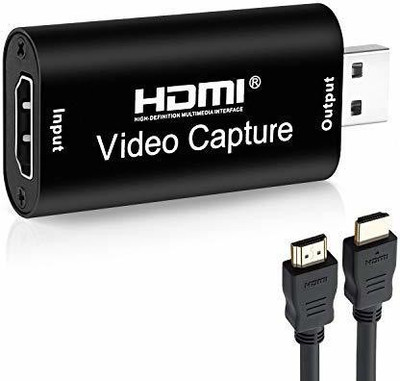 RuhZa Tech TV-out Cable HD Audio Video Capture Card HDMI Female to USB Male for Screen Sharing | Broadcasting | Video Recording | Live Conference | Medical Imaging | DSLR Recording | Acquisition | Game Streaming (Black) Media Streaming Device(Black)