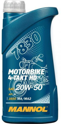 MANNOL SAE 20W-50 Motorbike 4-TAKT HD Synthetic Technology API SL JASO MA/MA2 MANNOL 7830 High Performance Engine Oil(1 L)