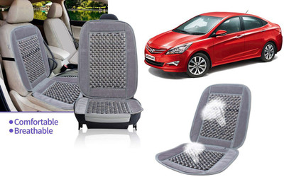 Selifaur Velvet, Wooden Bead Seating Pad For  Hyundai Verna Fluidic(Front Seats, Back Seats Grey)