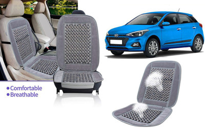 Selifaur Velvet, Wooden Bead Seating Pad For  Hyundai Elite i20(Front Seats, Back Seats, Office Chair Grey)