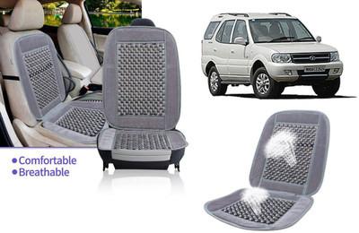 Selifaur Velvet, Wooden Bead Seating Pad For  Tata Safari Storme(Front Seats, Back Seats, Office Chair Grey)