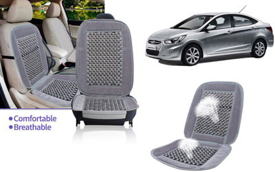 Selifaur Velvet, Wooden Bead Seating Pad For  Hyundai Verna Fluidic(Front Seats, Back Seats, Office Chair Grey)