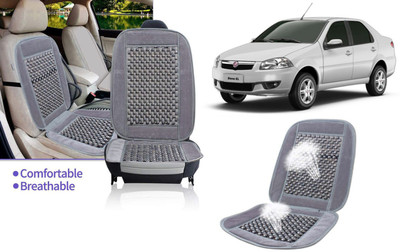 Selifaur Velvet, Wooden Bead Seating Pad For  Fiat Siena(Front Seats, Back Seats, Office Chair Grey)