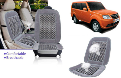 Selifaur Velvet, Wooden Bead Seating Pad For  Tata Grand Dicor(Front Seats, Back Seats, Office Chair Grey)