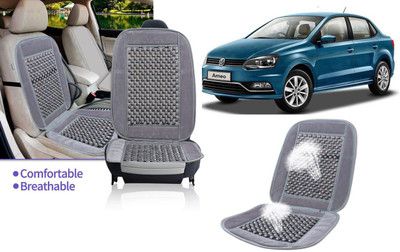 Selifaur Velvet, Wooden Bead Seating Pad For  Volkswagen Universal For Car(Front Seats, Back Seats, Office Chair Grey)
