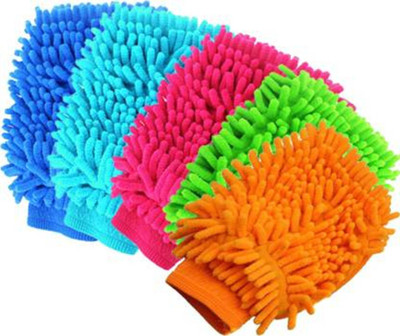 FOZIA Microfiber Vehicle Washing  Hand Glove(Pack Of 5)