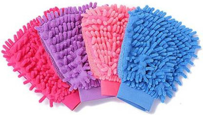 FOZIA Microfiber Vehicle Washing  Hand Glove(Pack Of 4)