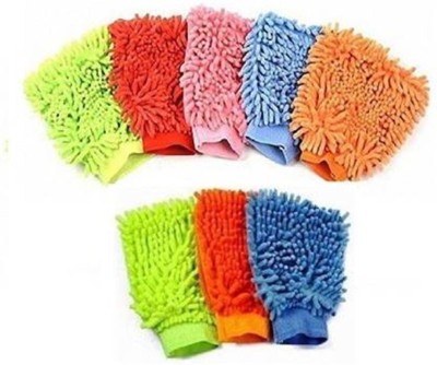 FOZIA Microfiber Vehicle Washing  Hand Glove(Pack Of 8)