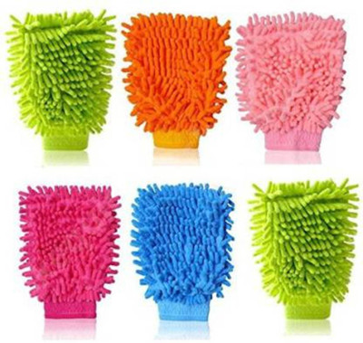 FOZIA Microfiber Vehicle Washing  Hand Glove(Pack Of 6)