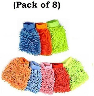 FOZIA Microfiber Vehicle Washing  Hand Glove(Pack Of 8)