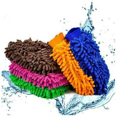 FOZIA Microfiber Vehicle Washing  Hand Glove(Pack Of 5)