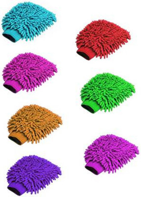 FOZIA Microfiber Vehicle Washing  Hand Glove(Pack Of 7)