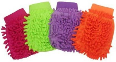 FOZIA Microfiber Vehicle Washing  Hand Glove(Pack Of 4)