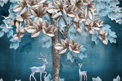 BPDESIGNSOLUTION Floral & Botanical Multicolor Wallpaper(90 cm x 60 cm)