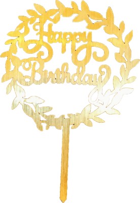 citc Happy Birthday Topper Cake Topper(Golden Pack of 1)
