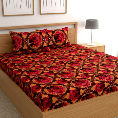 Flipkart SmartBuy 140 TC Microfiber Double Floral Flat Bedsheet(Pack of 1, Multicolor)