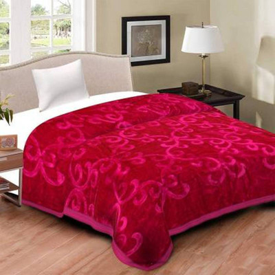 SIMAM Self Design Double Mink Blanket for  AC Room(Polyester, Red)