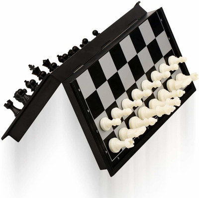 Mynxe Magnetic Chess Game Set for Beginners with Folding Travel Portable Case Black Educational Board Games