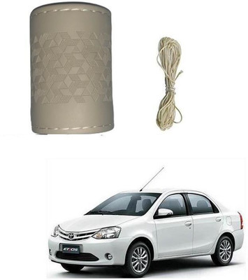 Autocom Hand Stiched Steering Cover For Toyota Etios(Beige, Leatherite)