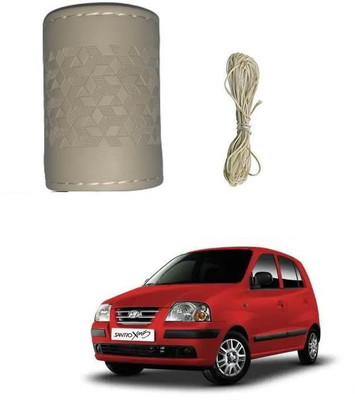 Autocom Hand Stiched Steering Cover For Hyundai Santro Xing(Beige, Leatherite)