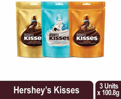 HERSHEY'S KISSES ALMONDS,MILK CHOCO , CREAMY Brittles(3 x 100 g)