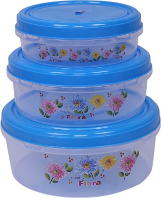 Heart Home Plastic Grocery Container  - 3000 ml(Pack of 3, Blue)