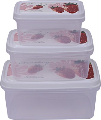 Heart Home Plastic Grocery Container  - 1000 ml(Pack of 3, White)