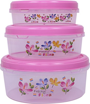 Heart Home Plastic Grocery Container  - 3000 ml(Pack of 3, Pink)