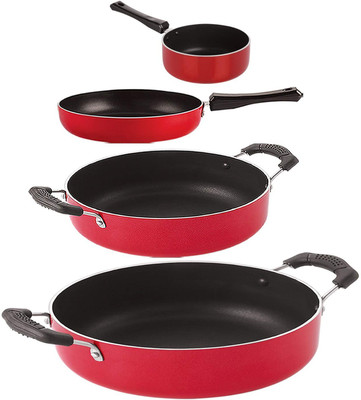 NIRLON FP11_SP(M)_CS26_CS24 Non-Stick Coated Cookware Set(PTFE (Non-stick), Aluminium, 4 - Piece)