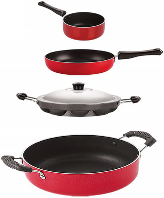 NIRLON FP11_SP(B)_AP12_CS24 Non-Stick Coated Cookware Set(PTFE (Non-stick), Aluminium, 4 - Piece)