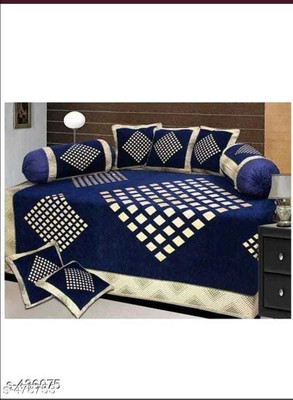 Ex-cell Chenille Geometric Diwan Set(Blue)