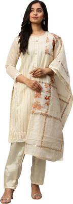 Rajnandini Chanderi Embellished, Self Design Salwar Suit Material