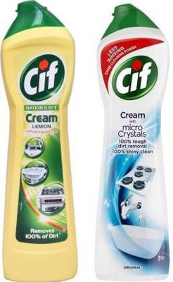 Cif Cream with Microcrystals (Lemon & Original) Kitchen Cleaner(1000 ml, Pack of 2)