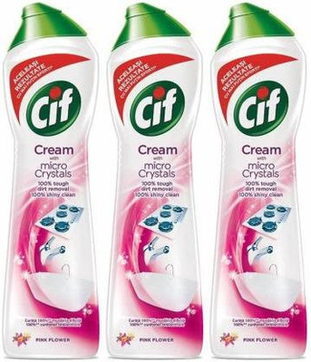 Cif Cream with Microparticles with Pink Flowers Kitchen Cleaner(1.5 L, Pack of 3)