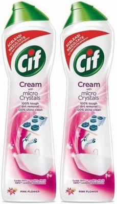 Cif Cream with Microparticles with Pink Flowers (2 Pack, 500ml each) Kitchen Cleaner(1000 ml, Pack of 2)