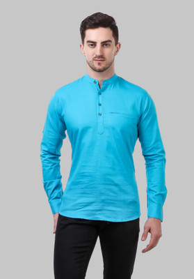 Tap in Men Solid Straight Kurta(Light Blue)