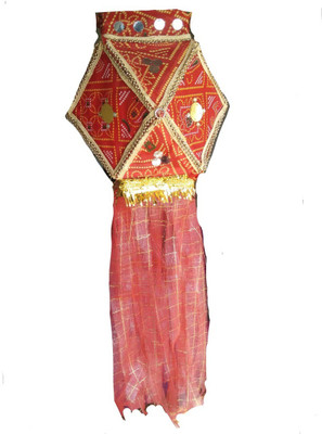 Decocrafts SND-Kandil004 Red, Gold Cloth, Polyresin Hanging Lantern(25.4 cm X 25.4 cm, Pack of 1)