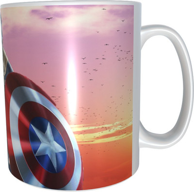BlueBells Gifting Captain America white kids mug Ceramic Coffee Mug(325 ml)
