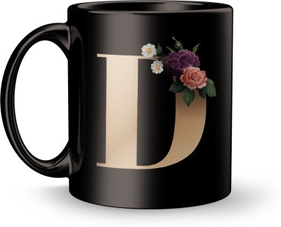 Plakasha creations D Letter Design print Gift for Special OneClassic Stylish Black Coffee Gift For Ceramic Coffee Mug(330 ml)