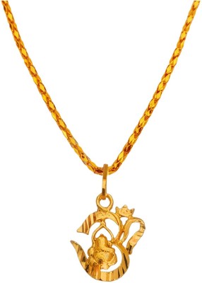 M Men Style Religious Jewelry Om Shree Ganesh Locket With Chain Gold-plated Brass, Zinc Pendant Set